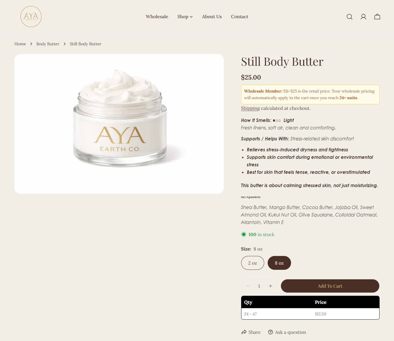 AYA Earth Co. – Shopify B2B Wholesale Experience — Premium Skincare & Beauty Shopify case study