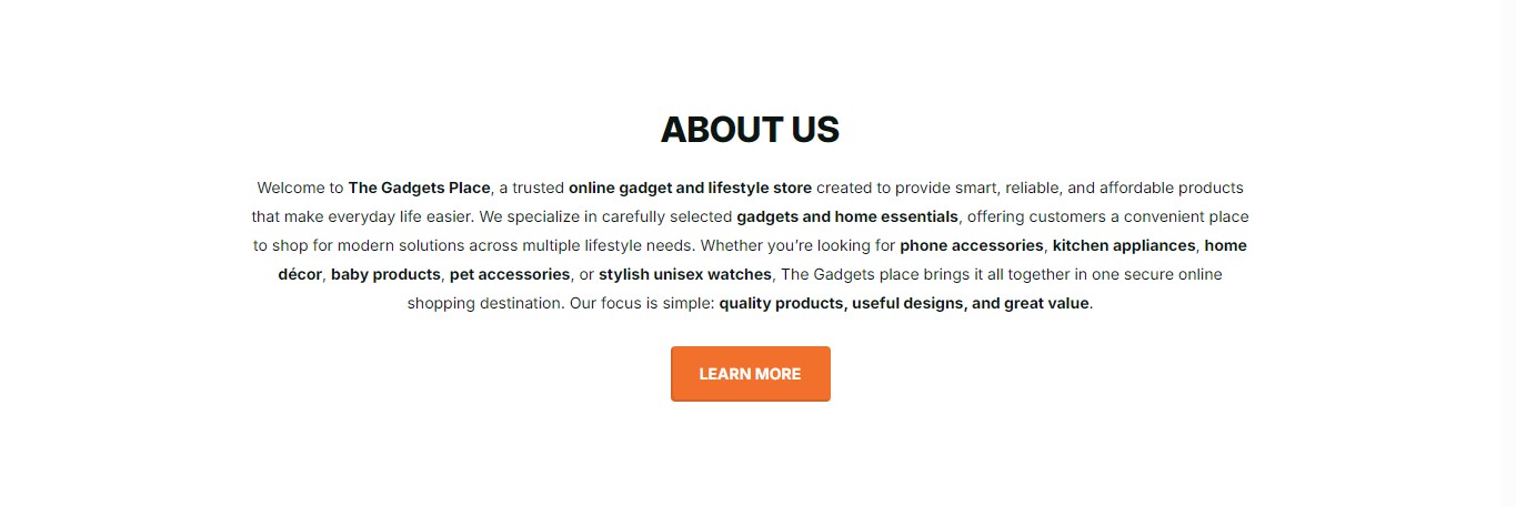 About Us section establishing brand trust